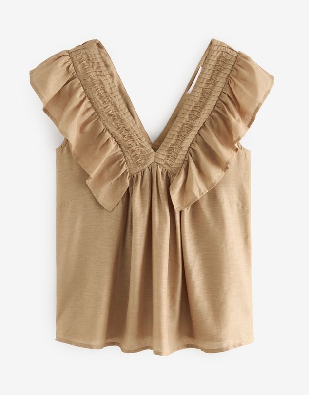 NEXT - Sleeveless Ruffle V-Neck Top