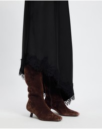 AERE - Maria Suede Knee High Kitten Heel Boots