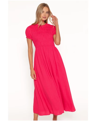 Petal & Pup - Darla Puff Sleeve Dress - Hot Coral