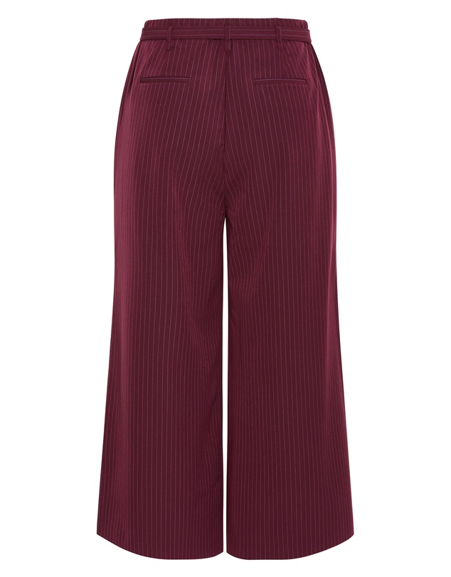 City Chic - Plus size Cora Blue Stripe Belted Pant - berry