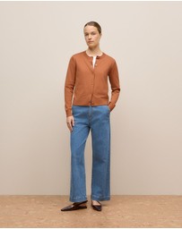 Trenery - Merino Classic Crew Cardigan in Sierra