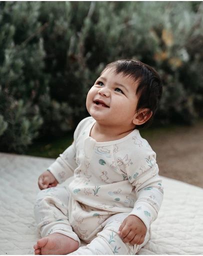 Purebaby - Printed Zip Growsuit-Kids-Babies
