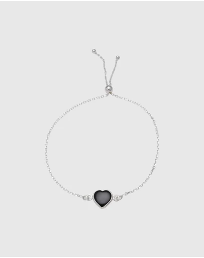 Von Treskow - Adjustable Belcher Bracelet with Black Onyx Heart