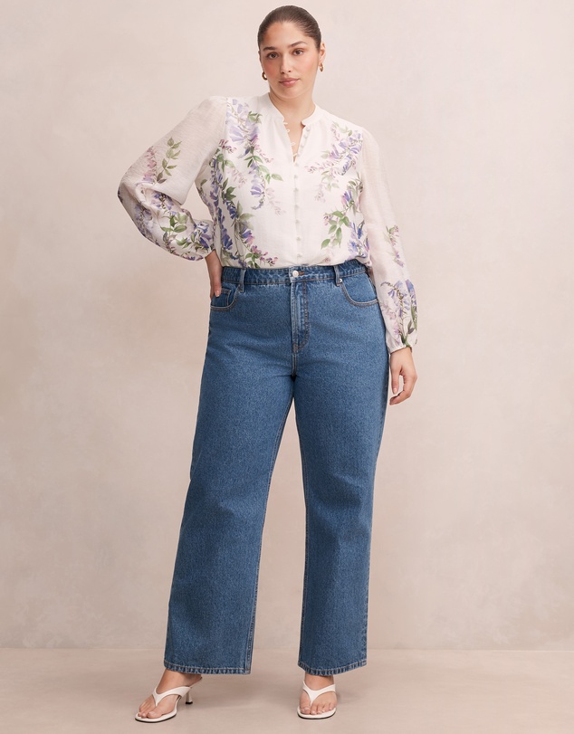 Forever New Curve - Dove Curve Placement Printed Blouse