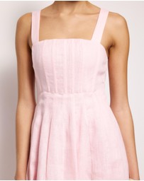 AERE - Pasey Linen Seamed Detail Midi Dress