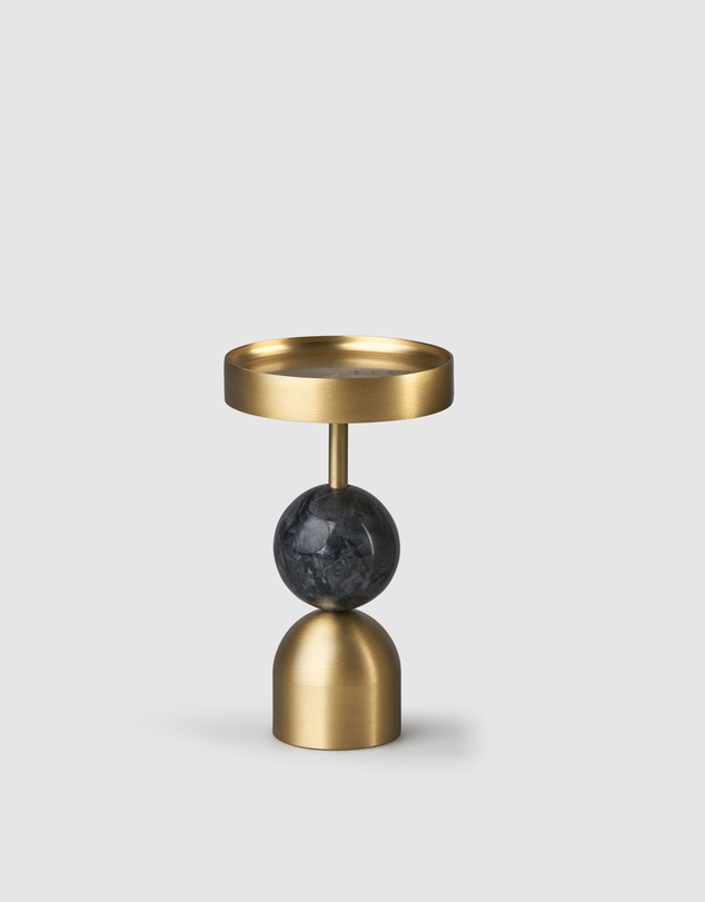 Black Blaze - Beaded Fountain Brass Candle Holder
