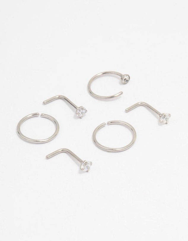 Lovisa - Surgical Steel Diamante Nose Piercing 6-Pack