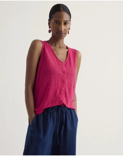 Seasalt - Carn Glaze Linen Button-Through Vest
