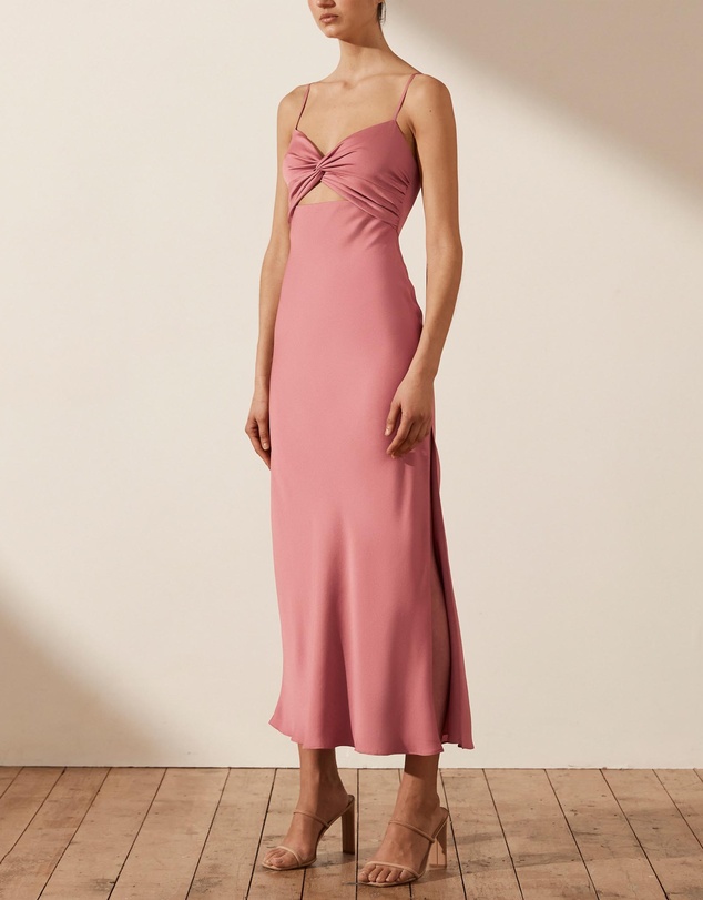 Luxe Twist Front Sleeveless Midi Dress