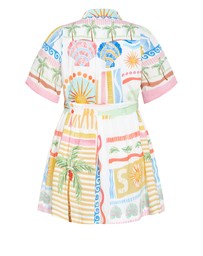 City Chic - Plus size Lia Sea Dream Placement Print Mini Dress - ivory