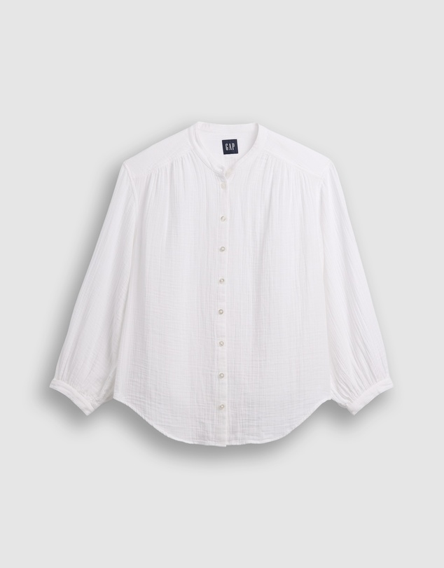 GAP - Cotton Gauze Oversized Collarless Shirt