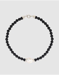 HOUSE OF SLANI - Black Silver Onira Onyx Bead Necklace