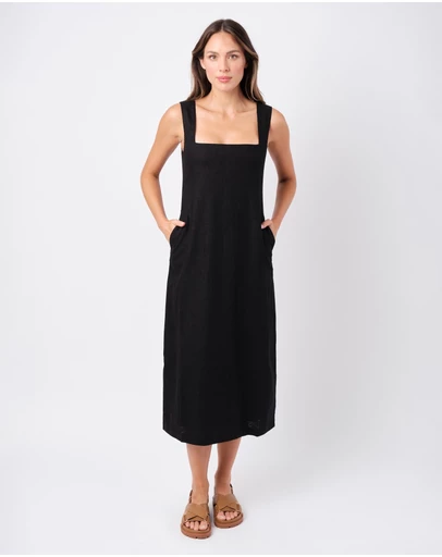 UNE PIECE - Square Neck Linen Midi Dress