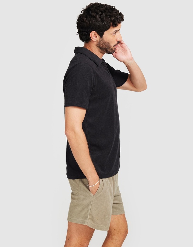 Vacay Swimwear - Black Terry Polo