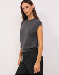 Calli - Melton Round Neck Knit Vest