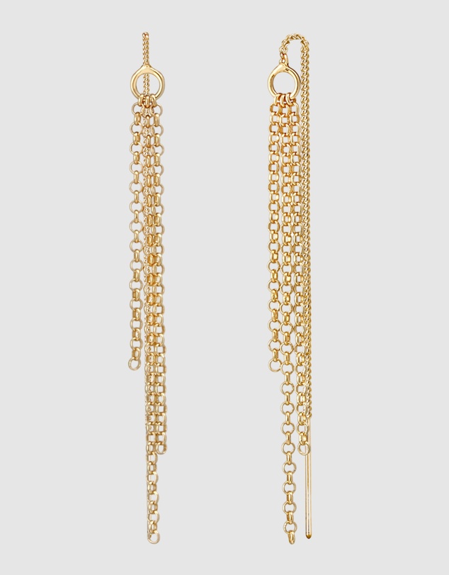 Elli Jewelry - Earrings Dangles Chain Pull Through Trend in 925 Sterling Silver Gold Plated