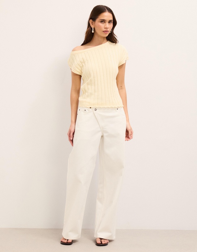 The Fated - Herdina Asymmetric Rib Knit Top