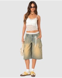 EDIKTED - Layered Sheer Lace Tank Top