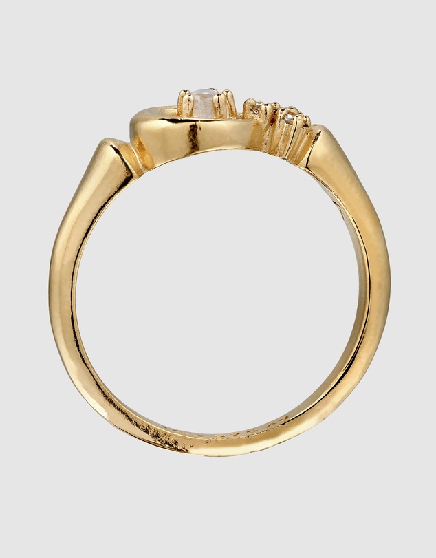 Kuzzoi - ICONIC EXCLUSIVE - Moonstone Crescent Ring in Gold-Plated 925 Silver
