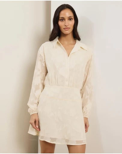 Atmos&Here - Livia Jacquard Mini Shirt Dress