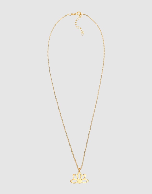 Elli Jewelry - Lotus Pendant Necklace in Gold-Plated 925 Silver