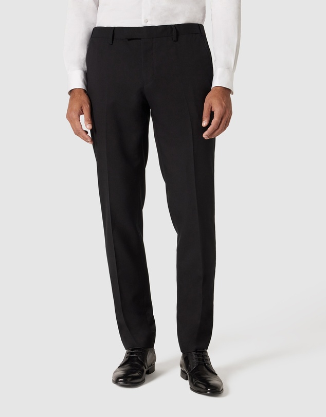 Politix - Slim Fit Premium Wool Silk Tuxedo Pant With Satin Side Stripe