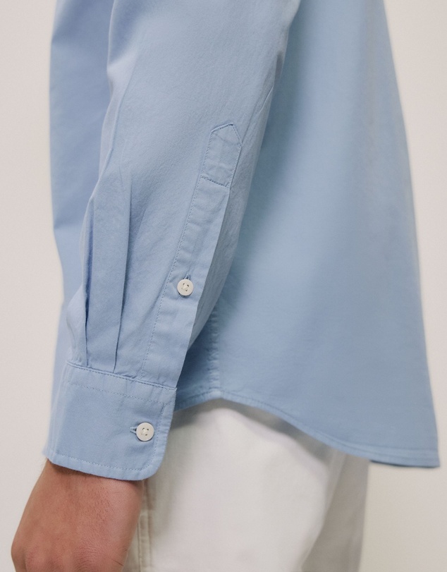 Trenery - Garment Dyed Cotton Twill Shirt in Faded Blue