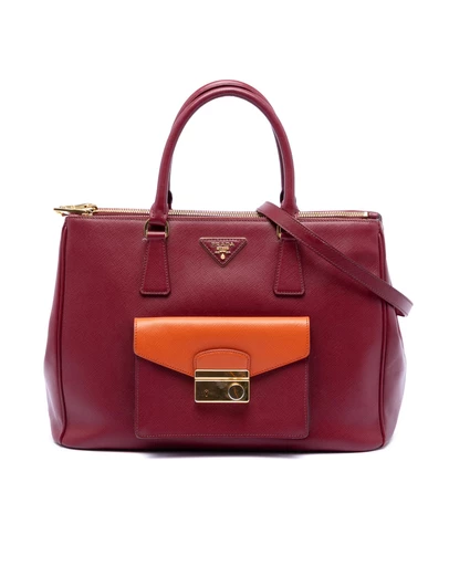 Pre-Loved by Azura Reborn - Pre-Loved Saffiano Lux Galleria Double Zip Front Pocket Satchel