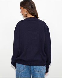 Dazie - Zara V-Neck Cotton Knit Jumper