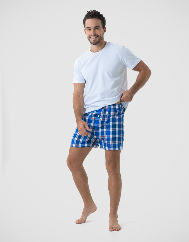 Coast Clothing - Blue Check 2 Pack Woven Boxers