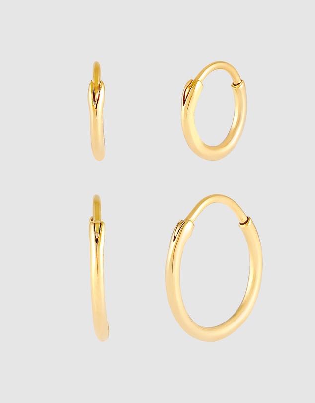 Kuzzoi - ICONIC EXCLUSIVE - Earrings Creole Set Duo Basic in 925 Sterling Silver Gold Plated
