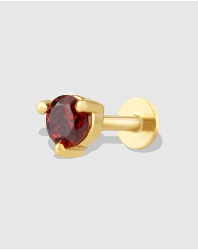 Wanderlust + Co - Birthstone Gold Flat Back Earring - Jan