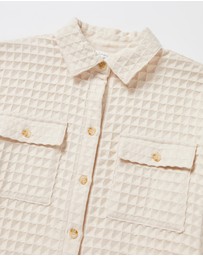 Subtitled - Teen Girls Waffle Long Sleeve Shirt
