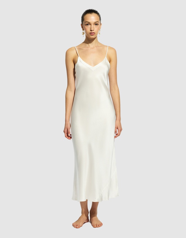 GINIA - Silk Long Nite V Neck