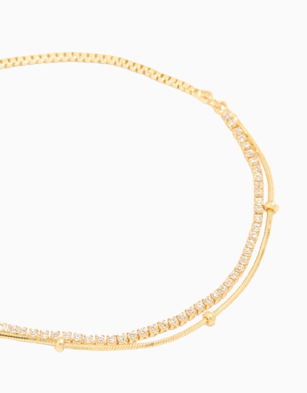 Lovisa - Gold Plated Cubic Zirconia Layered Toggle Bracelet