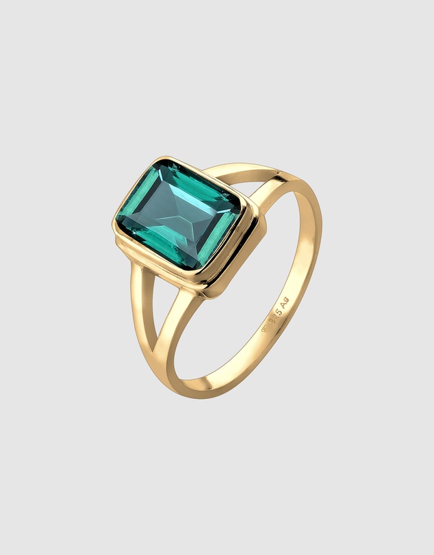 Elli Jewelry - Teal Quartz Ring in Gold-Plated 925 Silver
