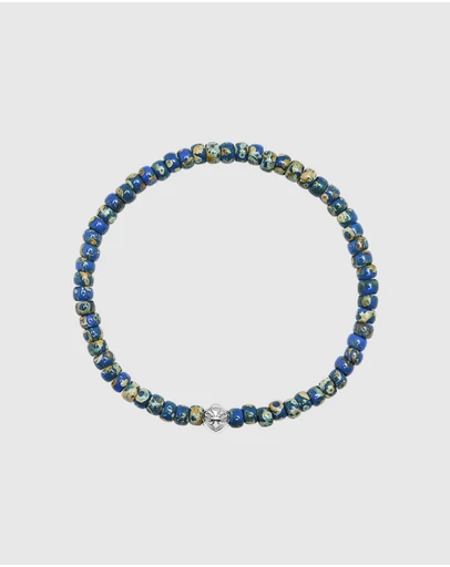 Nialaya Jewellery - Wristband with Blue Lapis Japanese Miyuki Beads
