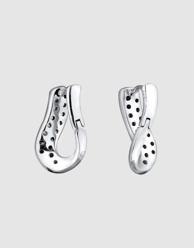 Elli Jewelry - Zirconia Twisted Hoop Earrings in 925 Silver