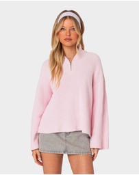 EDIKTED - Amour High Neck Oversized Zip Sweater