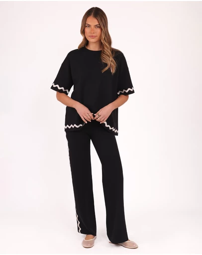 Petal & Pup - Vespa Knitted Pant - Black White