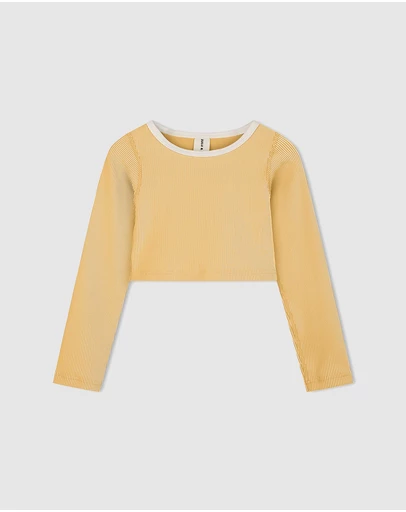 Zulu & Zephyr Mini - Mini Stripe Rib Crop Rashie - Kids-Teens
