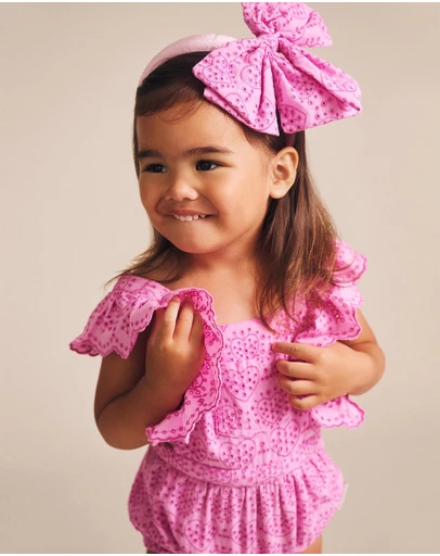 Huxbaby - Frilly Broderie Playsuit - Babies