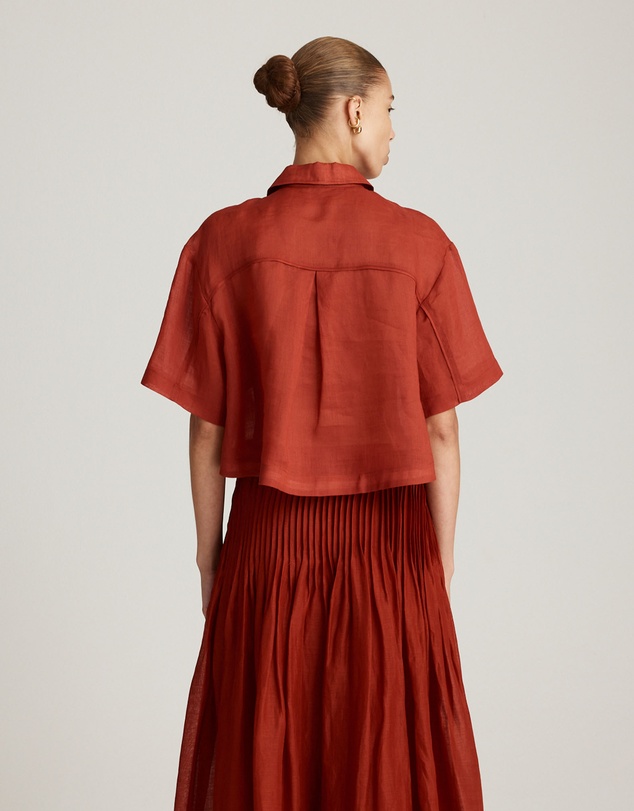 Mattir - Aire Ramie Crop Cherry