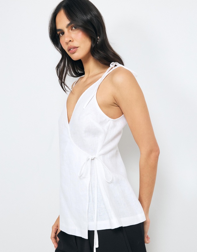AERE - Remi Crossover Linen Top