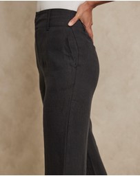 AERE - Linen Wide Leg Pants With Deep Waist Band