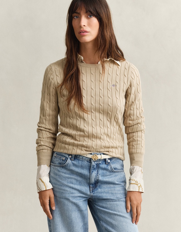 Gant - Stretch Cotton Cable Crew Neck Knit