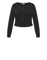 City Chic - Plus size Lily Micro Rib Top - black