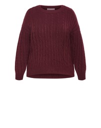 City Chic - Plus size Kenia Crew Neck Knit Jumper - wildberry