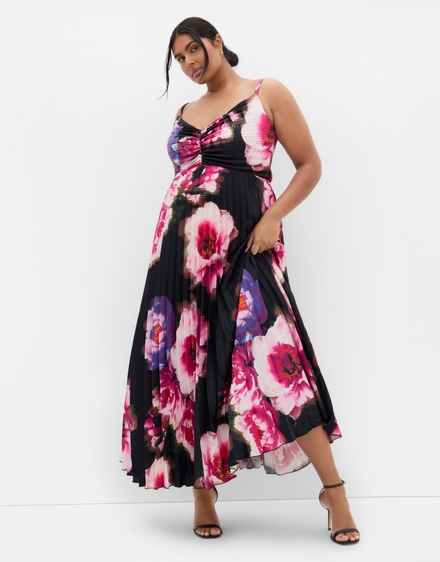 City Chic - Ariana Pleat Print Maxi Dress