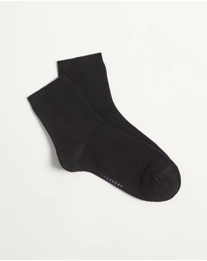 Trenery - Metallic Rib 3/4 Crew Sock in Black
